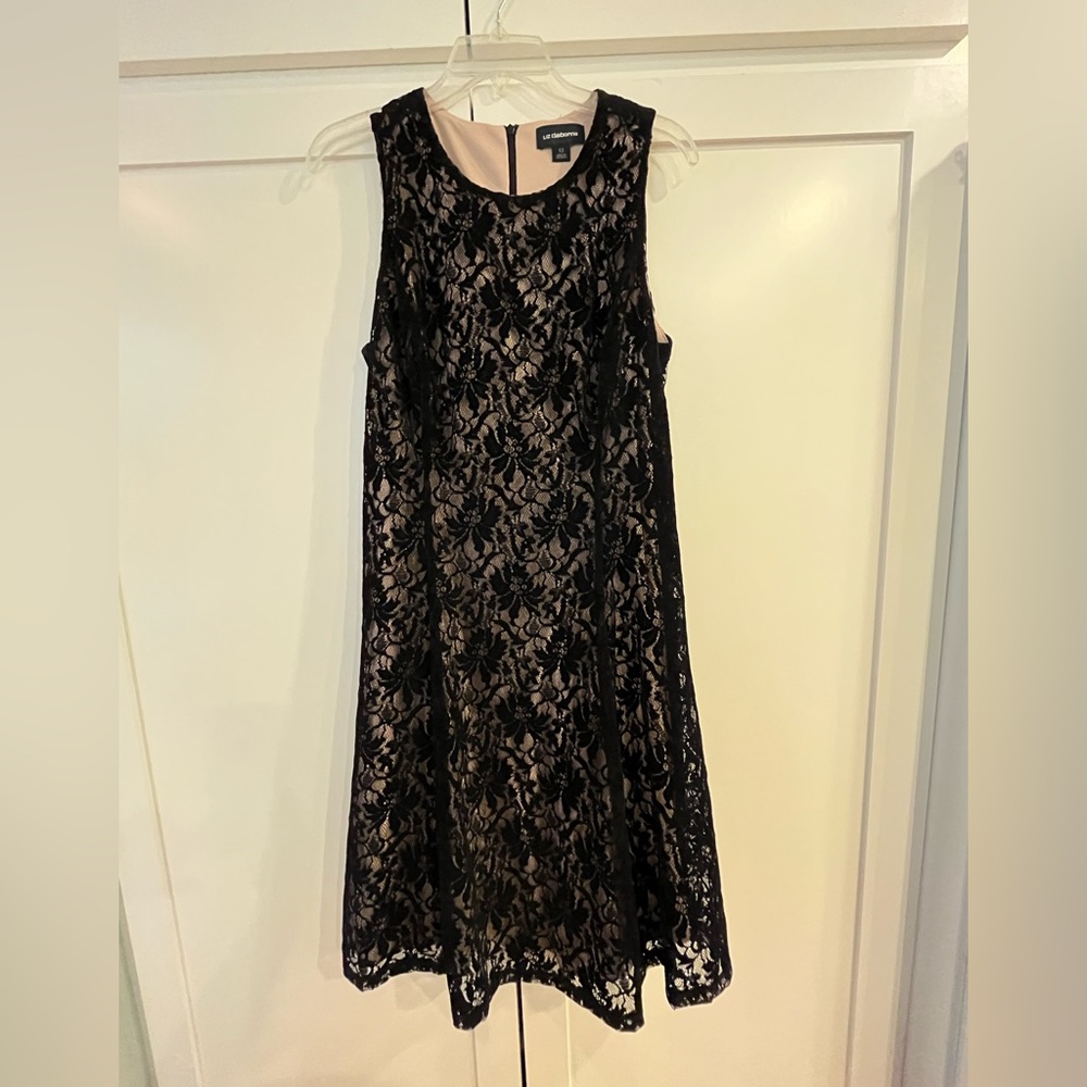 Stunning black velveteen lace Liz Claiborne dress.